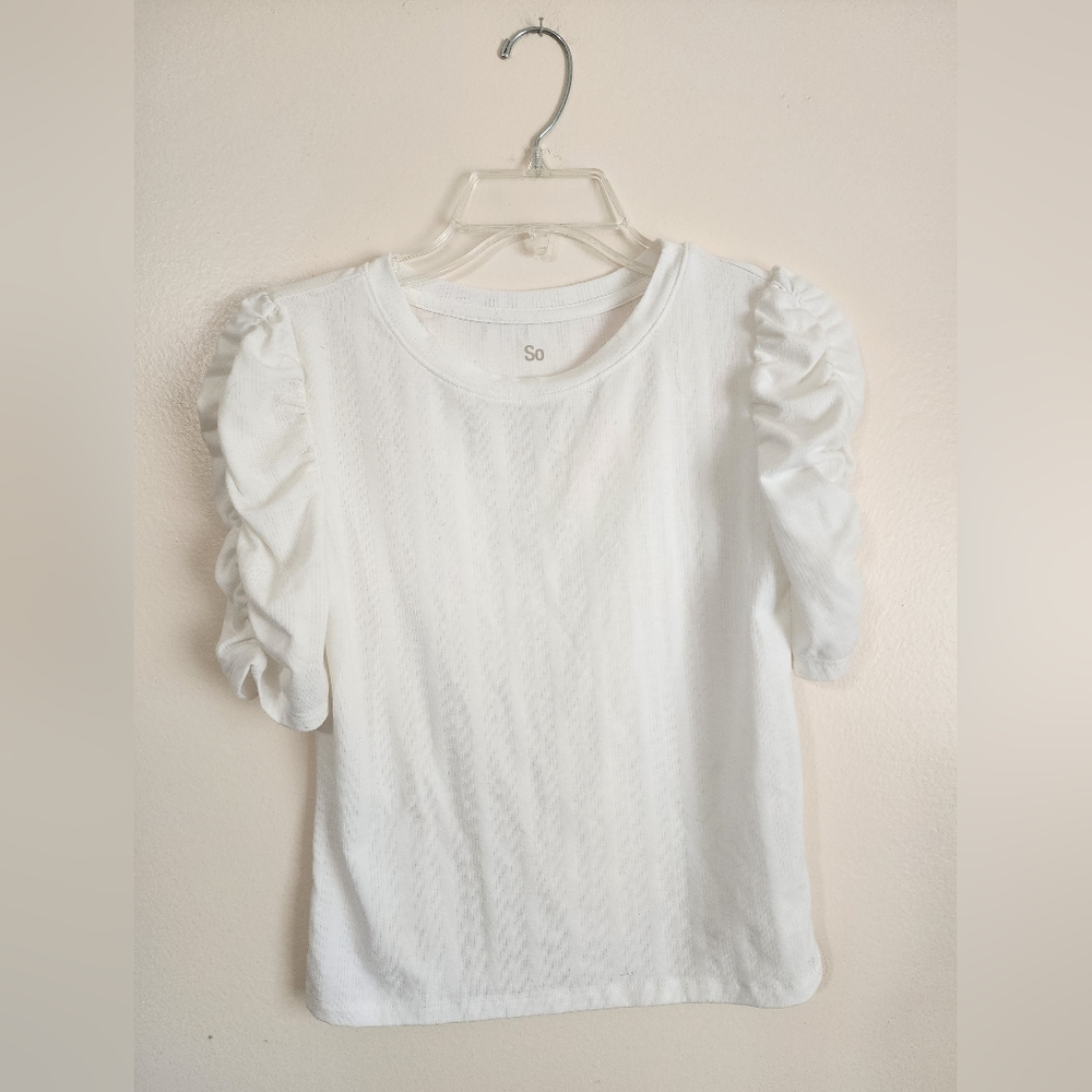 SO Women's White Short Sleeve Top